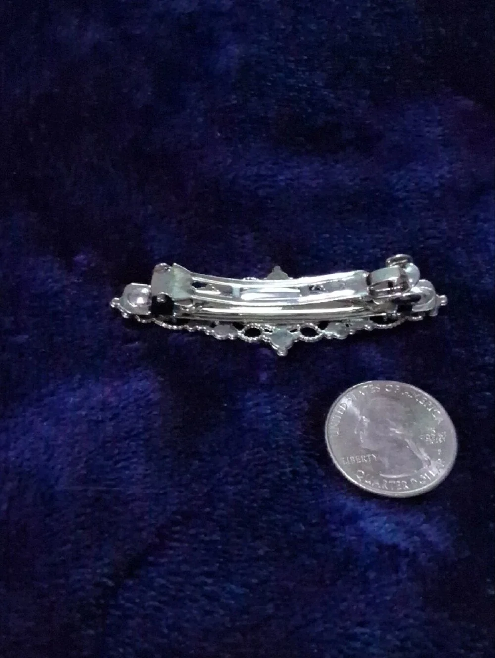 Silver-Tone Crystal Filigree Barrette - Iridescent Accents